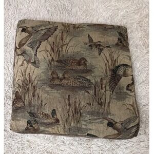 Vintage Tapestry Duck Scene Throw Pillow Cover Farmhouse Lodge Rustic Decor